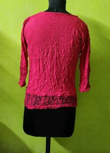 Crushed Style Top with Lace Details