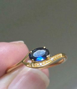 Oceanic Blue Stone Ring SS925 gold plated