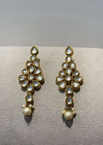 Elegant real Kundan Pearl Drop Earrings