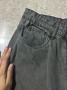 Zudio Charcoal Grey High Waist Mom Fit Jeans