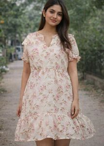 Floral Print Ruffle Dress