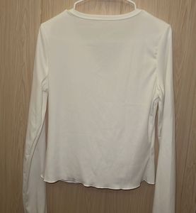 White Long Sleeve Henley Top