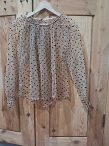 sheer Polka Dot  Blous