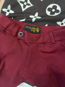 Maroon Slim Fit Casual Pants