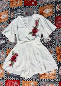 White Floral Romper Dress