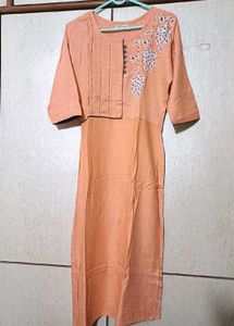 New Orange Embroidered Kurta