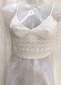 White Lace Camisole Crop Top