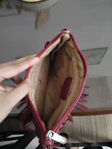 Maroon Fringed Sling Bag