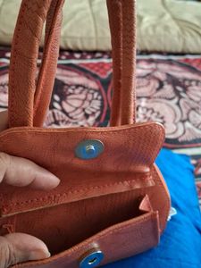 Orange Textured Handbag