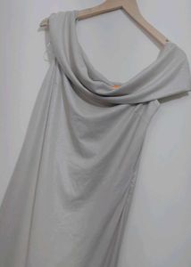 Silver Elegant Off-Shoulder Maxi Dress 36 Bust