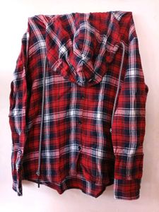 Red Plaid Flannel with Hoodie
