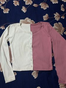 Pink &amp; White Long Sleeve Top