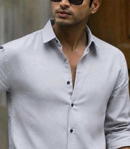 Men's Premium Solid Light Grey Casual Shirt | Full