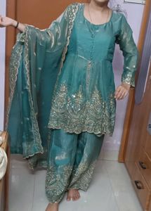 Elegant Teal Embroidered Kurta Set