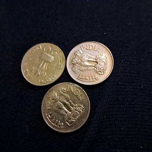 3 UNC Brass 20 paisa coins(1960-70s)