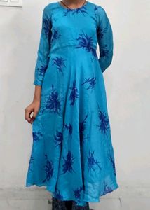 Blue Floral Print Anarkali Kurta