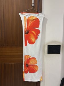 Oorange white bodycon straight long tube dress