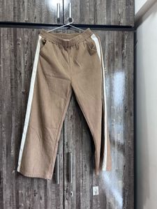 Comfortable Brown Track Pants with Side Stripe