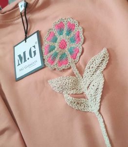 Cute Floral Embroidered Oversized T-Shirt
