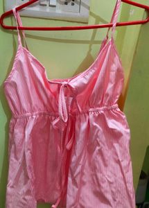 Pink Striped Spaghetti Strap Top
