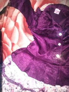 Girls Purple Velvet Skirt Set