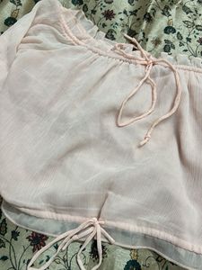 Sheer Pink Ruched Crop Top