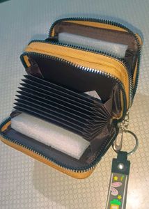 Stylish Double Zip Compact Wallet with Keychain