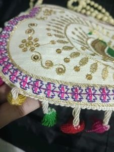 Embroidered Peacock Clutch Bag