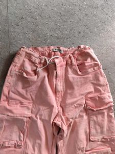 High waisted Pink cargo pant