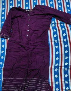Elegant Purple Kurta with White Accents