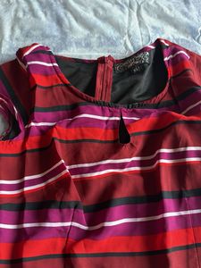 Vibrant Striped Fit &amp; Flare Dress