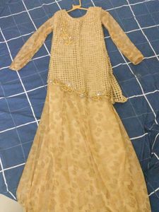 Gold Ethnic Full Length Gown, XS to S, Wore Once
