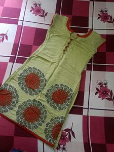Light Green Kurta with Floral Print