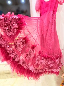 3D Stunning Pink Feather Gown