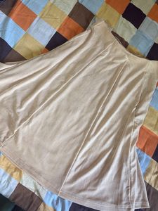 Flowy Beige A-Line Skirt
