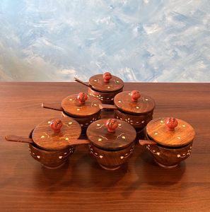 Wooden bowls with Spoons (Set of 6)