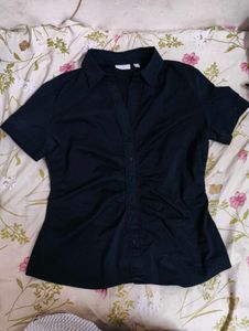 Classic black Button-Up croset Top/shirt
