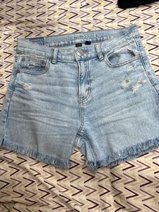 Light Wash Distressed Denim Shorts
