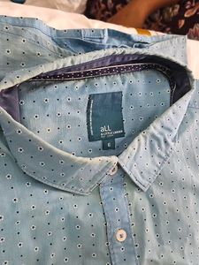 Men's Blue Printed Casual Shirt