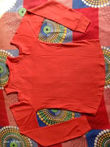 Orange Cold Shoulder Long Sleeve Top || celebritie