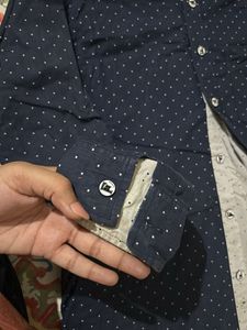 Men's Navy Polka Dot Button-Down Shirt