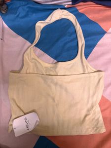 Bow Halter Neck ribbed crop top