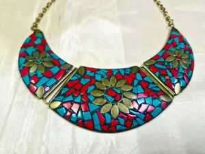 Boho Tribal Mosaic Statement Necklace