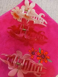Floral Hair Claw Clips - Set of 3