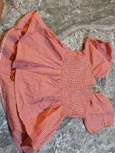 💗Cute Red Gingham Puff Sleeve Top💗