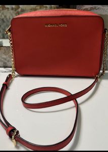 Authentic Michael Kors coral Leather Crossbody Bag
