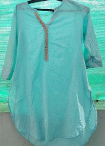 Light Turquoise Cotton Kurta and (Hidden 🎁)