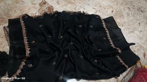 Elegant Black Saree with Embellished Blouse