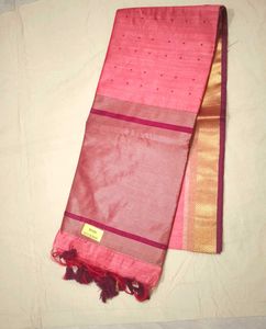 Pink Saree with Golden Border