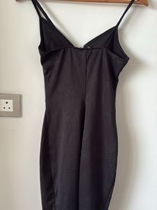 Chic Black Ruched Spaghetti Strap Dress